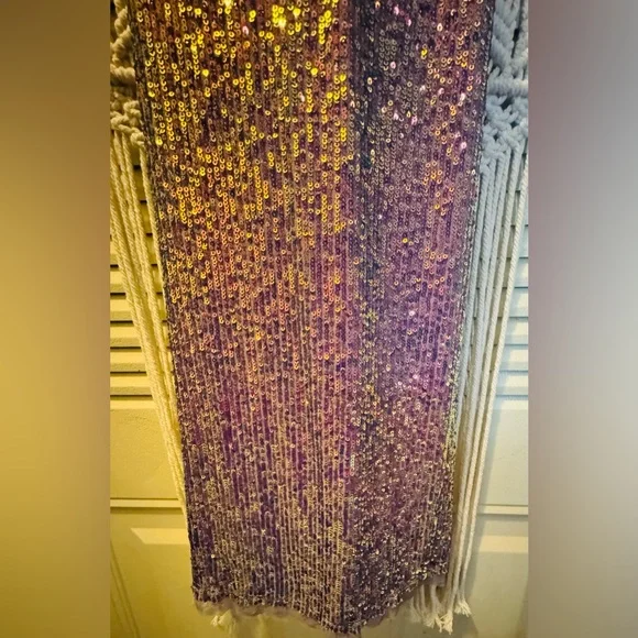 FREE PEOPLE Intimately Gold Rush Sequined Mini Dress in Purple Sz Small - Picture 5 of 11